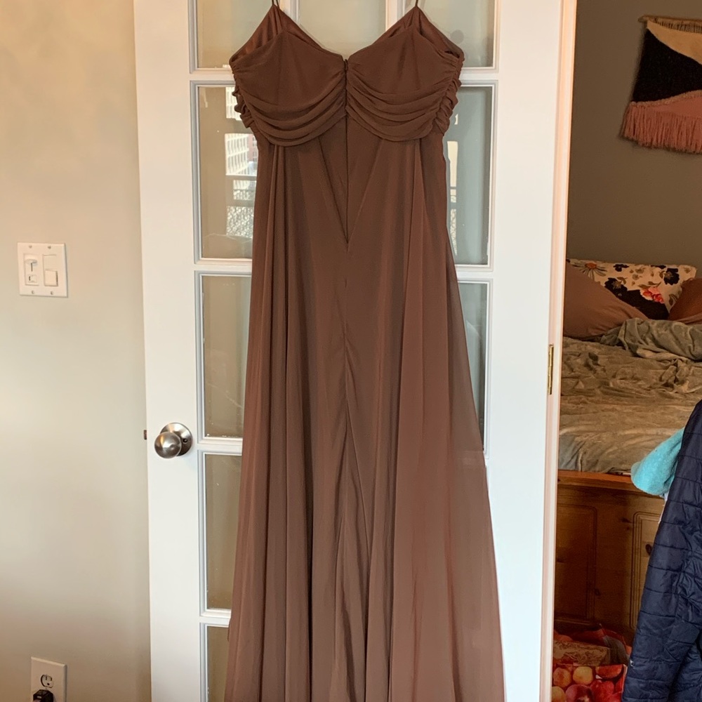 Dessy Collection brown long chiffon dress